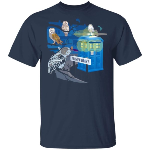 Harry Potter Doctor Who Tee Shirt Owls Surround Tardis  All Day Tee