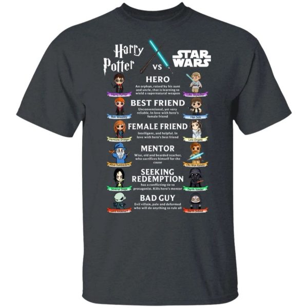 Harry Potter Vs Star Wars Tee Shirt Similarities Of Harry Potter And Star Wars  All Day Tee