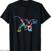Hippie Tie Dye T-Shirt Fun Rainbow Raptor Dinosaur Tee