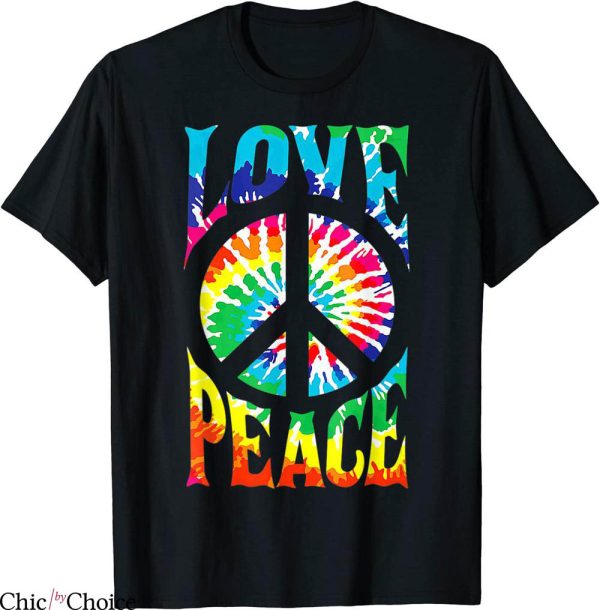 Hippie Tie Dye T-Shirt Peace Sign Love 60s 70s Costume Tee