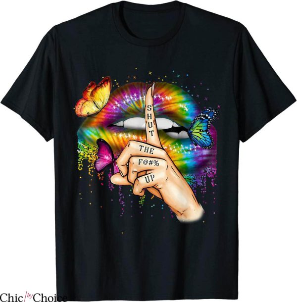 Hippie Tie Dye T-Shirt Trippy Colours Funny Groovy Lip Tee
