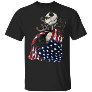 Jack Skellington In USA Flag 4th Of July T shirt All Day Tee 3