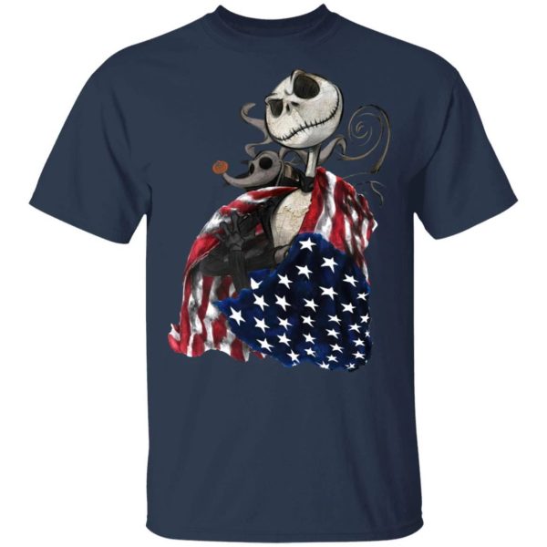 Jack Skellington In USA Flag 4th Of July T-shirt  All Day Tee