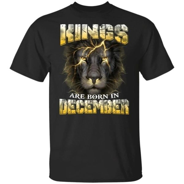 Kings Are Born In December Birthday T-Shirt Amazing Lion Face  All Day Tee