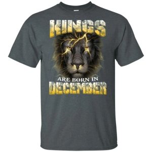 Kings Are Born In December Birthday T Shirt Amazing Lion Face All Day Tee 4