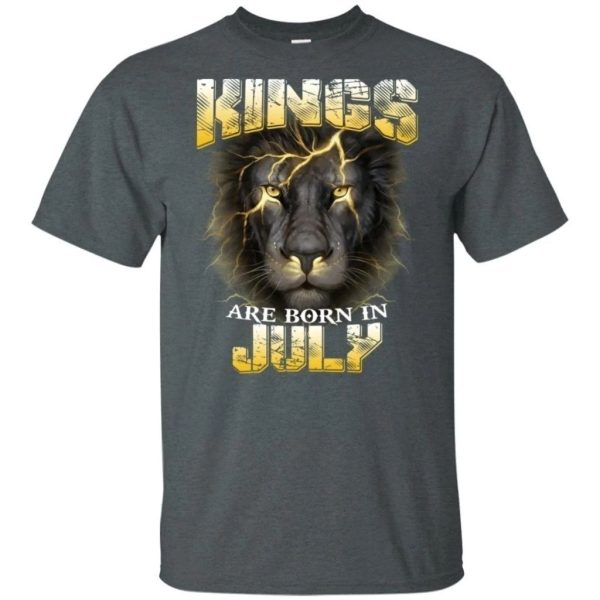 Kings Are Born In July Birthday T-Shirt Amazing Lion Face  All Day Tee