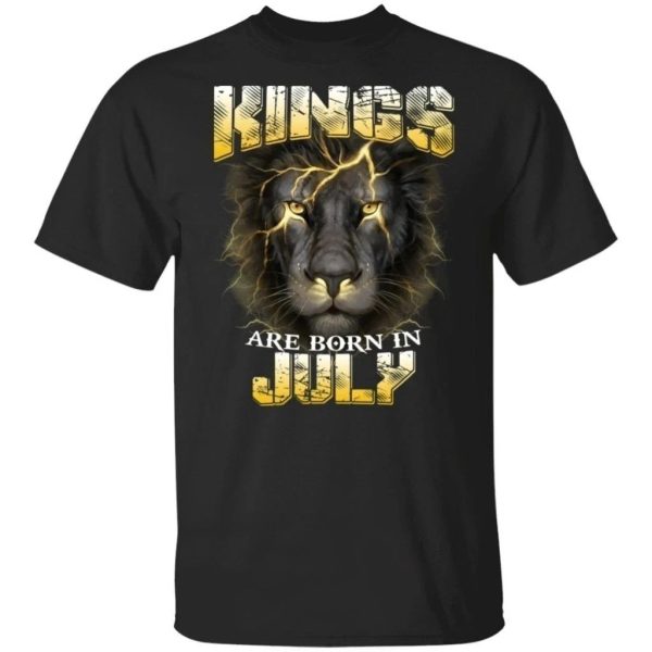 Kings Are Born In July Birthday T-Shirt Amazing Lion Face  All Day Tee