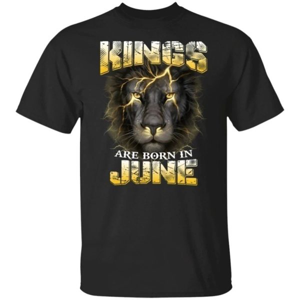 Kings Are Born In June Birthday T-Shirt Amazing Lion Face  All Day Tee