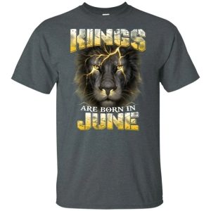 Kings Are Born In June Birthday T Shirt Amazing Lion Face All Day Tee 4