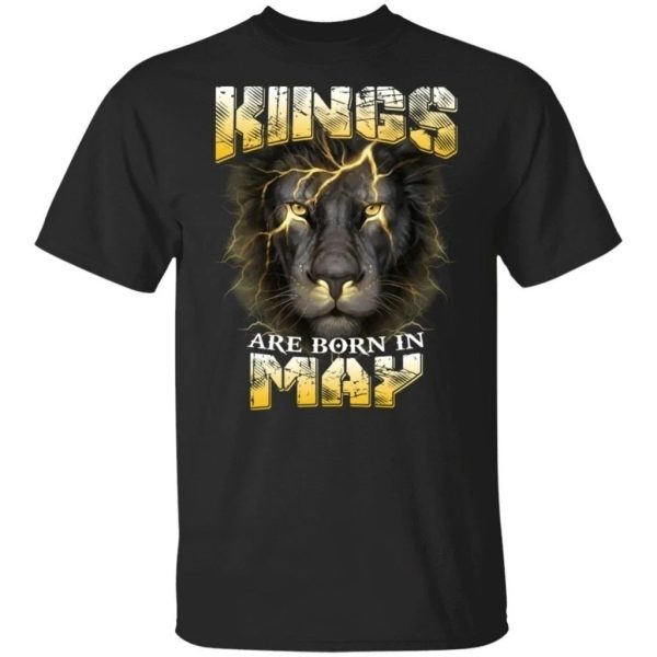 Kings Are Born In May Birthday T-Shirt Amazing Lion Face  All Day Tee