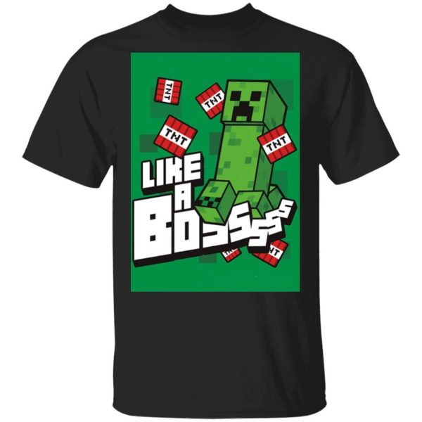 Like A Boss Minecraft T-shirt For Gamer  All Day Tee