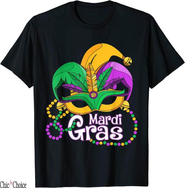 Mardi Gras T-Shirt 2023 Beads Mask Feathers