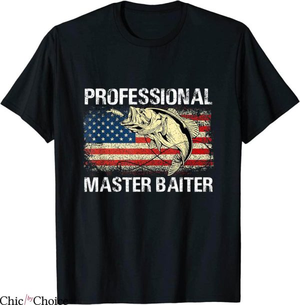 Master Baiter T-Shirt Professional Retro American Flag Funny