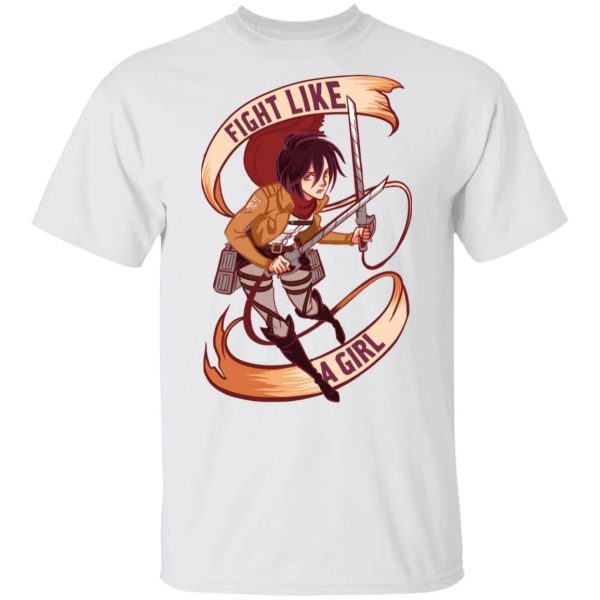 Misaka Fight Like A Girl T Shirt Attack On Titan Anime Tee  All Day Tee