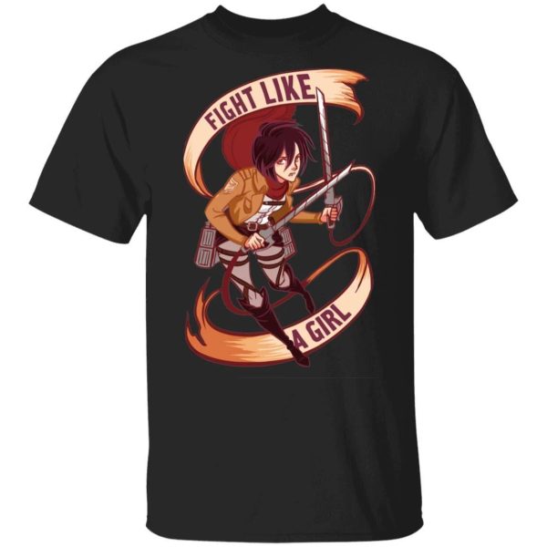 Misaka Fight Like A Girl T Shirt Attack On Titan Anime Tee  All Day Tee