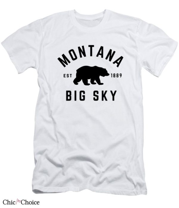 Montana Grizzly T Shirt  Bear Established 1889 Big Sky