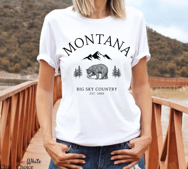 Montana Grizzly T Shirt MT State Moutain Bear Shirt