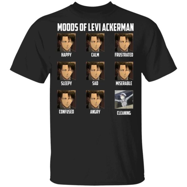 Moods Of Levi T Shirt Attack On Titan Anime Tee  All Day Tee