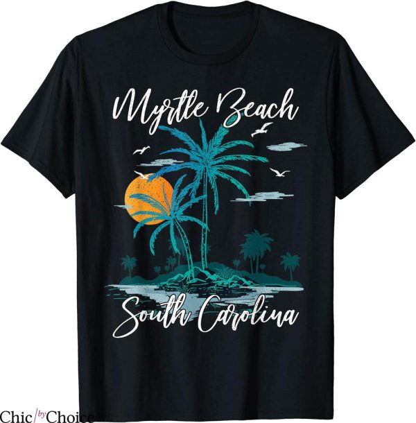 Myrtle Beach T-Shirt Family Vacation Retro Sunset SC