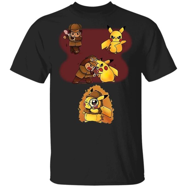 Pikachu Mixed Sherlock Holmes T-shirt Detective Pikachu Tee  All Day Tee