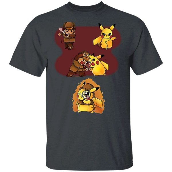 Pikachu Mixed Sherlock Holmes T-shirt Detective Pikachu Tee  All Day Tee