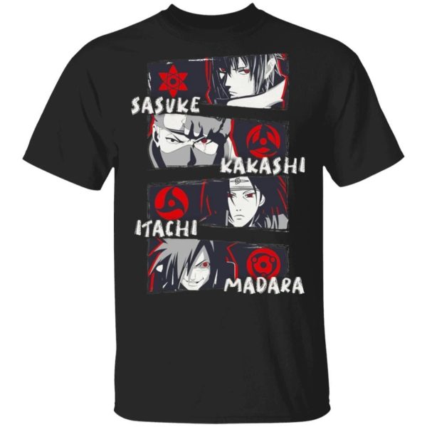 Sharingan Eyes Sasuke Kakashi Itachi Madara T Shirt Naruto Anime Tee  All Day Tee