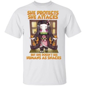 She Protects She Attacks Nezuko T Shirt Demon Slayer Anime Tee All Day Tee 2 She Protects She Attacks Nezuko T Shirt Demon Slayer Anime Tee All Day Tee 3