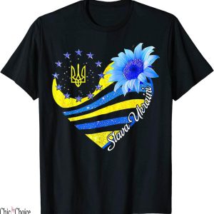 Slava Ukraini T-Shirt Sunflower Ukrainian Flag I Stand With