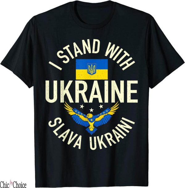 Slava Ukraini T-Shirt Support I Stand Ukraine Flag Patriot
