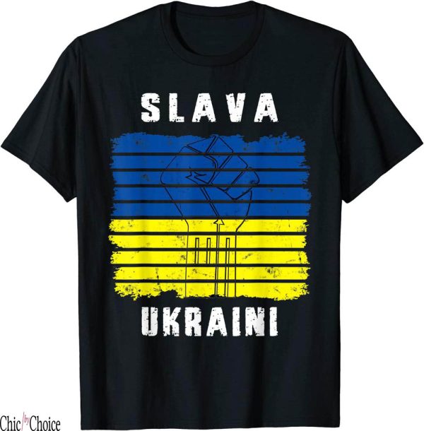 Slava Ukraini T-Shirt Support Ukraine Vintage Ukrainian Flag