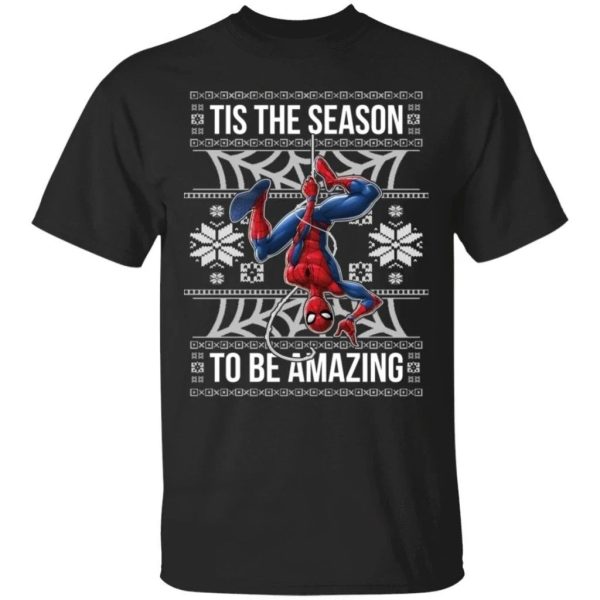 Spider-Man Tis The Season To Be Amazing Ugly Style Christmas T-Shirt  All Day Tee