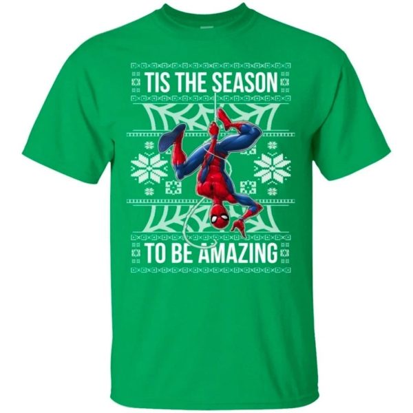 Spider-Man Tis The Season To Be Amazing Ugly Style Christmas T-Shirt  All Day Tee