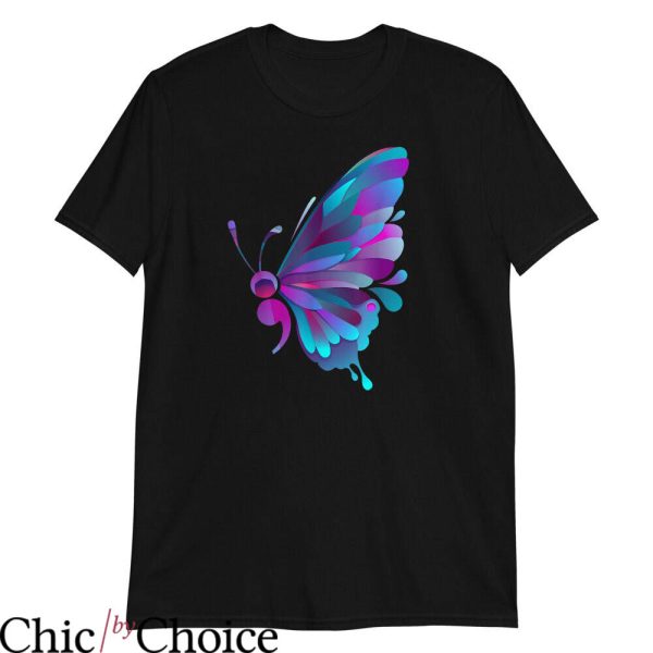 Suicide Prevention T Shirt Semi Colon Butterfly T Shirt