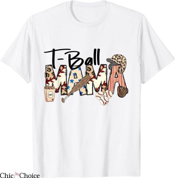 TBall Mom T-Shirt Game Day Mama Leopard Lover Funny Tee