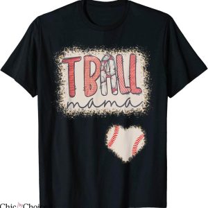 TBall Mom T-Shirt Mama Leopard Bleached Tee Ball Heart