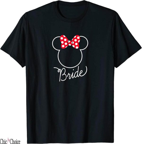 Team Bride T-Shirt Disney Minnie Mouse Bow Wedding
