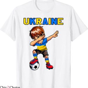 Ukraine Charity T-Shirt Dabbing Soccer Boy Ukraine Fan