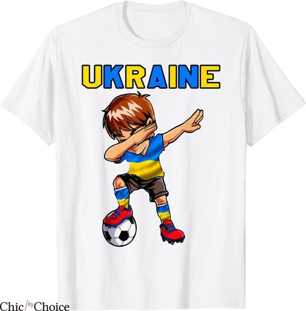 Ukraine Charity T-Shirt Dabbing Soccer Boy Ukraine Fan