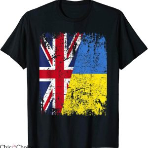 Ukraine Charity T-Shirt Half Britain UK Friendship Flag