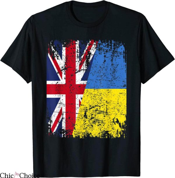Ukraine Charity T-Shirt Half Britain UK Friendship Flag