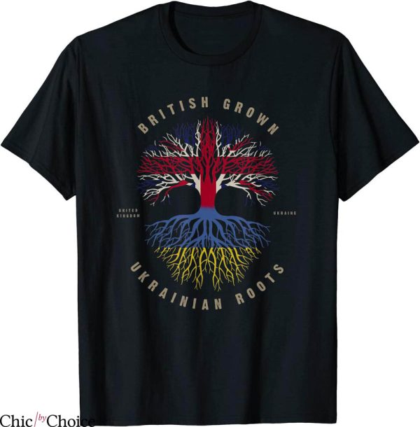 Ukraine Charity T-Shirt UK British Grown Ukrainian Roots DNA