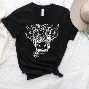 Womens Country T-Shirt Highland Heifer Cow Farm Life Tee