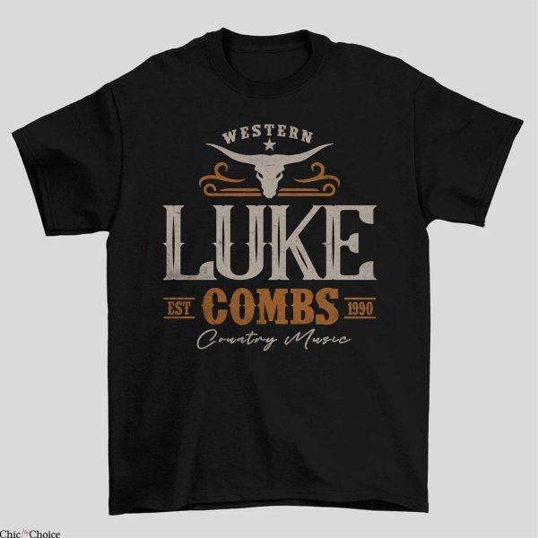 Womens Country T-Shirt Vintage Luke Combs Est 1990 Bullhead