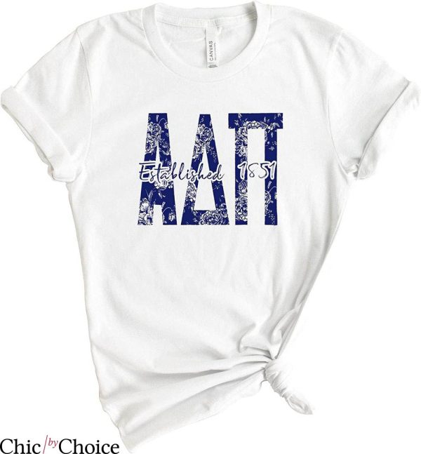 Adpi T-shirt ADPi Alpha Delta Pi Blue Floral Sorority 1851