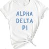 Adpi T-shirt Alpha Delta Pi Blue Bubble Letter Sorority