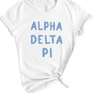 Adpi T-shirt Alpha Delta Pi Blue Bubble Letter Sorority