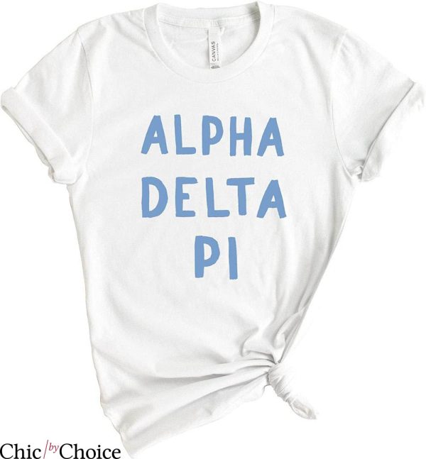 Adpi T-shirt Alpha Delta Pi Blue Bubble Letter Sorority