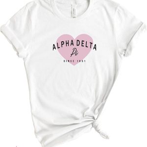 Adpi T-shirt Alpha Delta Pi Pink Heart Sorority Since 1851