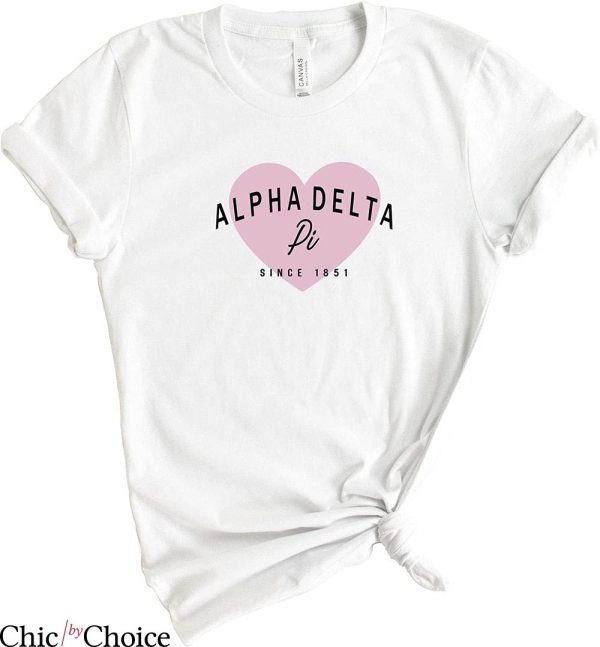 Adpi T-shirt Alpha Delta Pi Pink Heart Sorority Since 1851