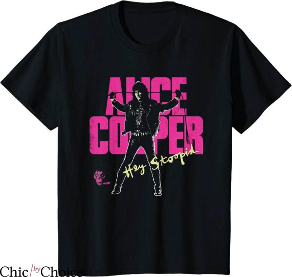 Alice Cooper T-shirt Hey Stoopid Pink Typography Best Rocker
